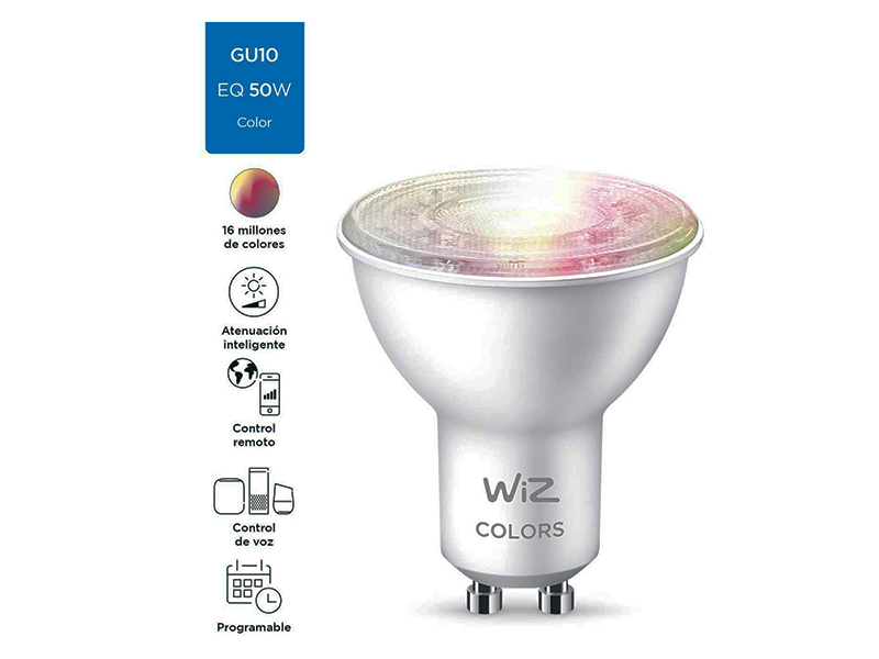 Bombillo inteligente led multicolor GU10 compatible con Google Assistant