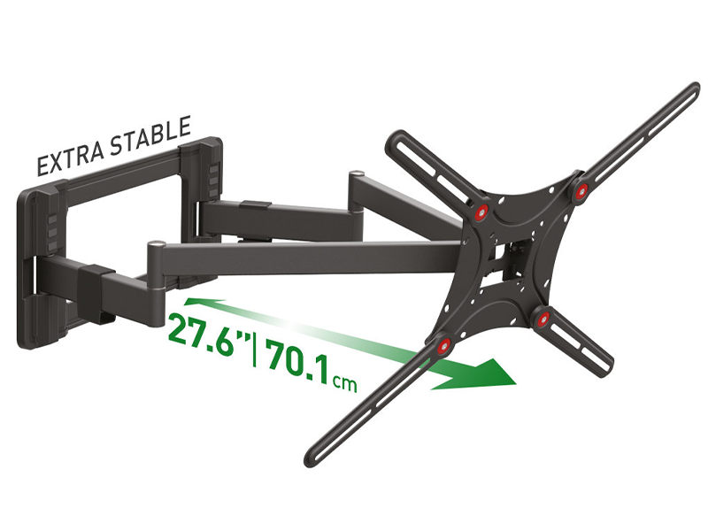 Montura de pared Barkan para TV curva y plana de doble brazo 13" a 90"