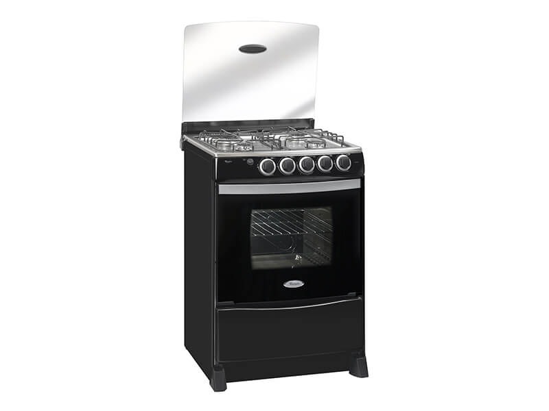 Estufa a gas de 24", color negro. Whirlpool WEG60BK.